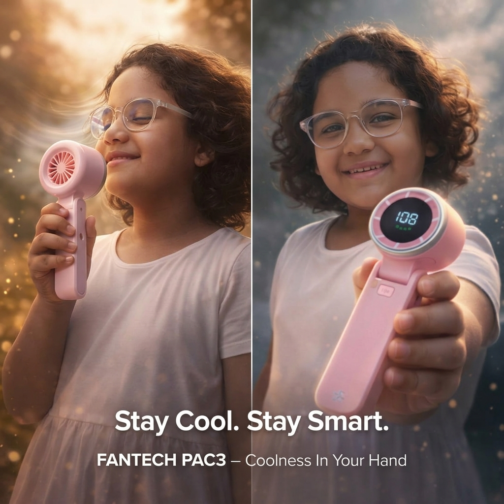 Gemini_Generated_Image_8yvfm18yvfm18yvf Turbo Fan HandheldRechargeable Fan Portable Mini Hand Fan USB Rechargeable Foldable Hanging Neck Fan 3600mAh USB Mini Portable Small Turbo Fan - Image 1